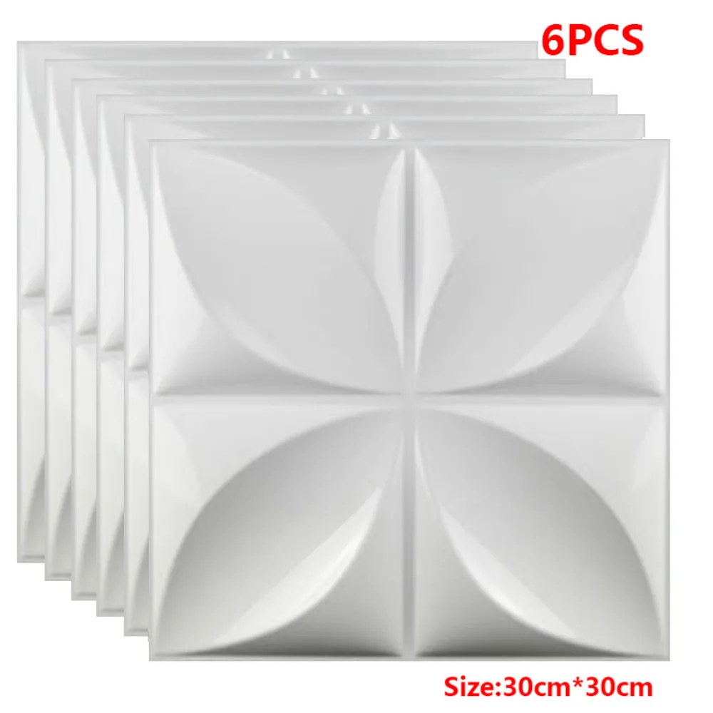

6pcs 3D Stereo Wall Stickes Relief Art Wall Panel Stickers Living Room Kitchen Bedroom Home Decoration 30x30cm