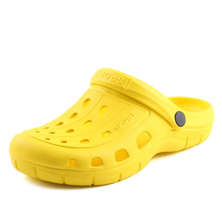LoadingFunds/мужские и женские сланцы на лето; пляжные сандалии на плоской подошве; Вьетнамки без застежки; мужская обувь на полой подошве - Цвет: Цвет: желтый