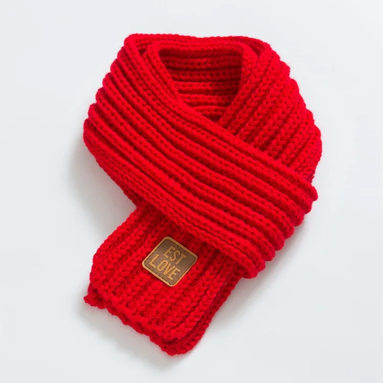 Jeseca шарфы для мальчиков и девочек; сезон осень-зима; теплый воротник; корейский стиль; модный однотонный вязаный шарф; милый теплый шарф для детей - Цвет: Красный