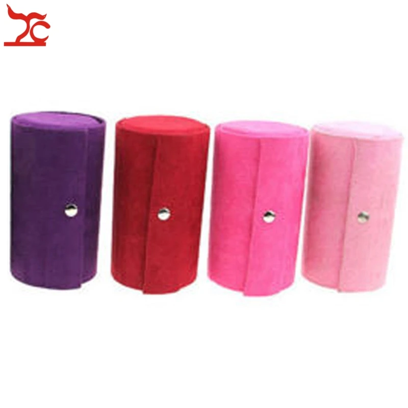 

New Fashion Jewelry Display Casket 4 Color Flannel Round Ring Earring Necklace Storage Organizer Display Travel Gift Case