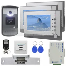 DIYSECUR Cerradura Cerradura de la Puerta de Vídeo Timbre de la Puerta de Vídeo Del Teléfono de Intercomunicación RFID de Control Remoto de Metal Al Aire Libre Cámara 1 Cámara 3 Monitores