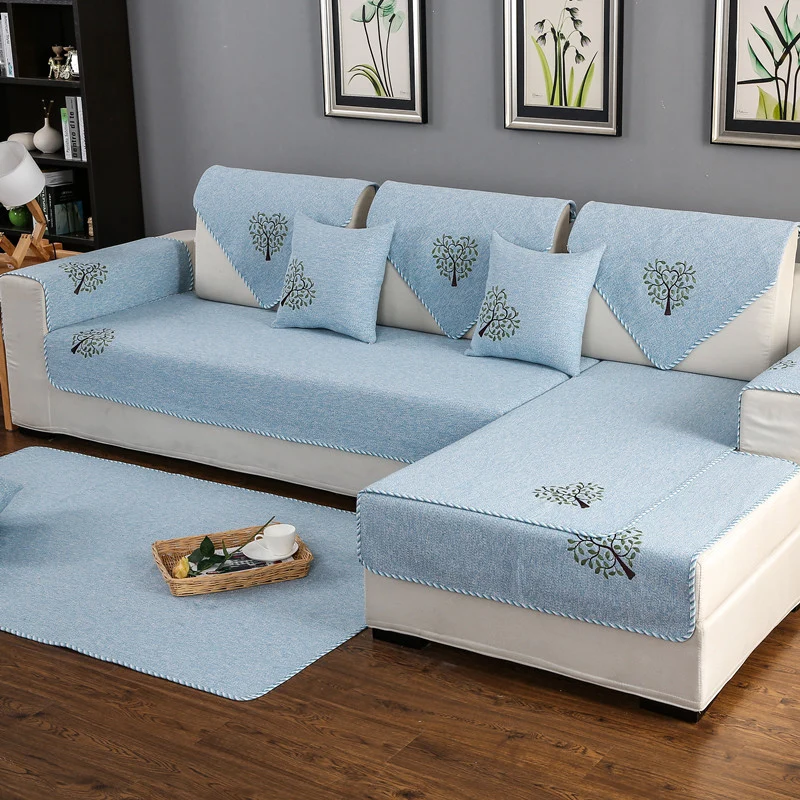 L-образный чехол для дивана, противоскользящие Чехлы для дивана, льняные Нескользящие Декоративные Чехлы для дивана для гостиной, защитные коврики для дивана