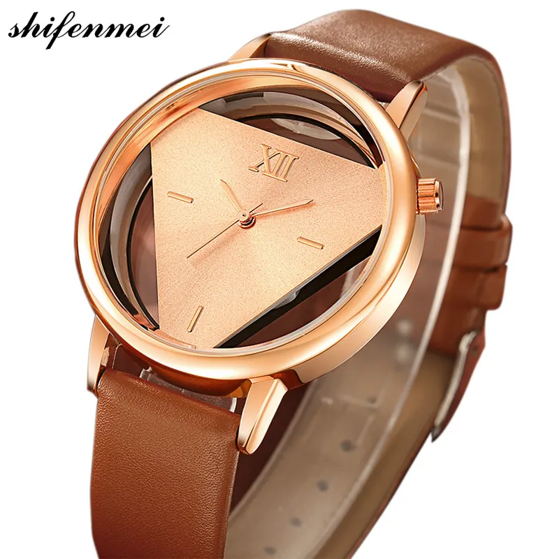 

Band Tops Hollow Quartz Watch Women Luxury Brand Gold Ladies Casual Dress Leather Strap Clock Female Girls Trending 2018 New