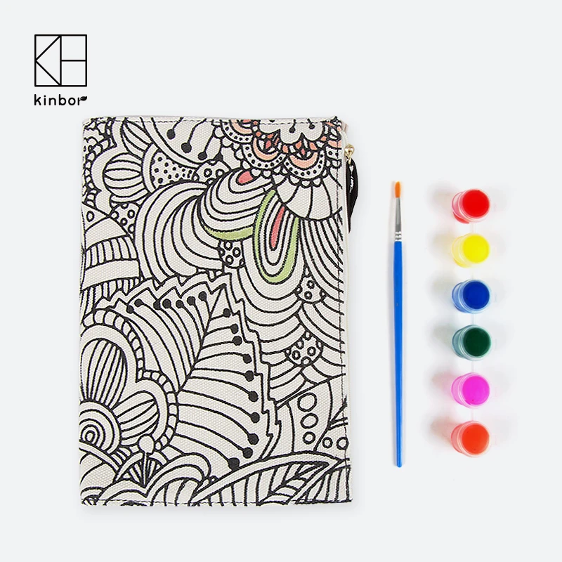 

DIY Flowers Canvas Coloring Cover Diary Notebook Acrylic Painting Set Organizer Planner Korean Adult Coloring Book