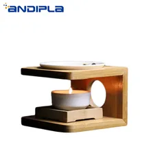 Керамическая ароматическая горелка с оправой из натурального бамбука, ароматические лампы, подогреватель свечей, диффузор эфирного масла для йоги, спа, ароматическая горелка, Декор