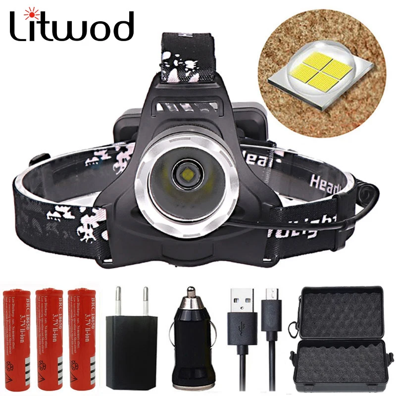 

Litwod z35 LED Headlamp xhp70 VS Headlight 3000LM XM-L T6 Head Lamp flashlight torch Fishing Light wearing rechargeable lights