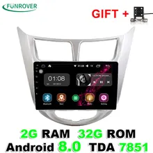2018 Funrover 2 г + 32 г Android8.0 Автомобильные магнитолы Gps 9 дюймов для hyundai Solaris Verna i25 радио Видео навигация Wifi Bt