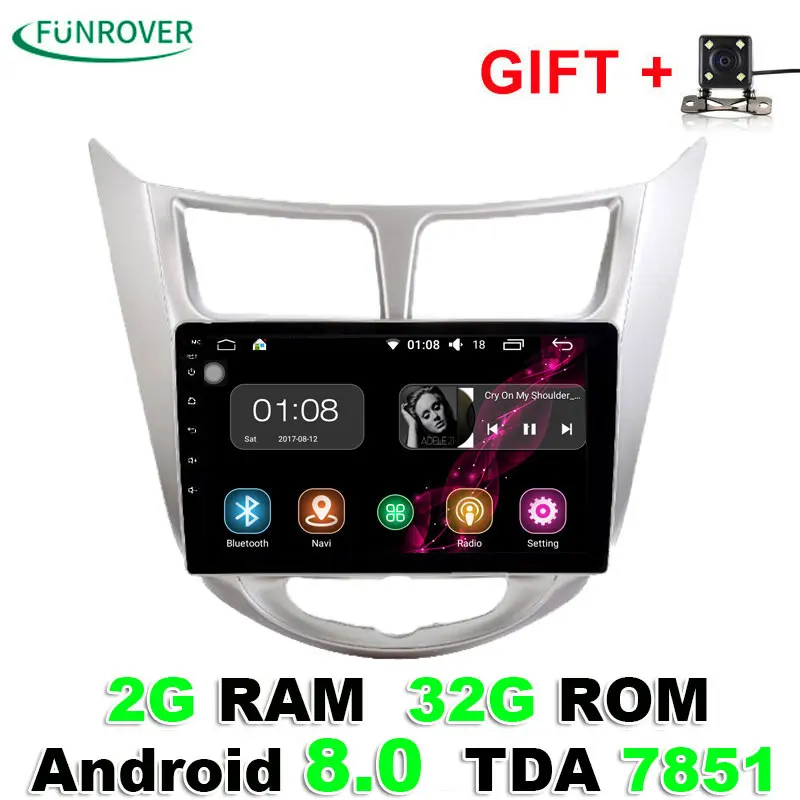 2018 New Funrover 2g+32g Android 8.0 Car Dvd Gps Player 9 Inch For Hyundai Solaris Verna Radio Video Navigation Wifi Bt Map Fm 