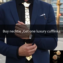 Ручной работы 24 к Золотые Зеркальные галстуки Стильный Дизайн Роскошные тонкие шестигранные галстуки Запонки Набор Подарок на годовщину свадебные аксессуары