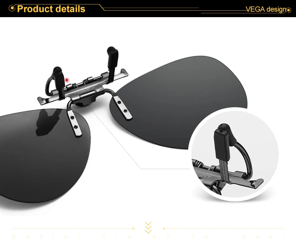 VEGA Polarized Clip On Sunglasses Men Women Pilot Fit Over Glasses with Box Flip Up Sunglasses for Prescription Glasses 236  (2)