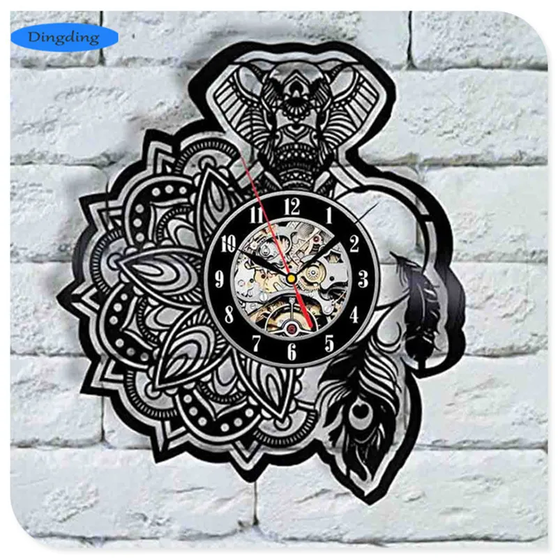 Tattoo Shop Vinyl Record Wall Clock Fan Art Handmade Decor Original Gift Unique Decorative Vinyl Clock 12_ (30 cm)