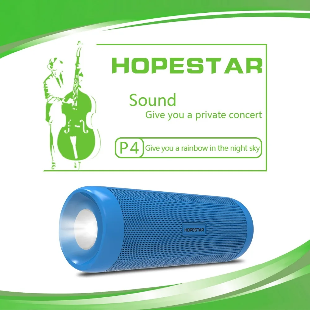 HOPESTAR P4 водонепроницаемый bluetooth динамик беспроводной портативный сабвуфер поддержка TF FM для Xiaomi с внешним аккумулятором фонарик