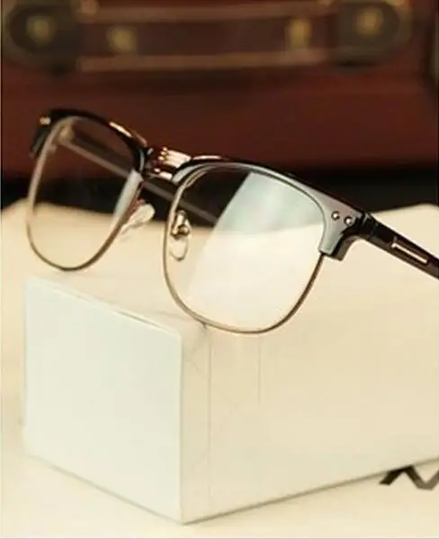 

Metal Half Frame Glasses Frame Retro Woman Men Reading Glass UV Protection Clear Lens Computer Eyeglass Gold Frames-Eyewear