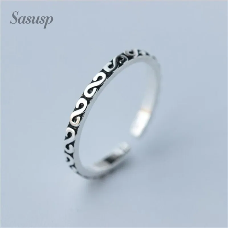 

Sasusp Vintage Letter S Shaped Engagement Wedding Rings For Women Elegant Geometric Ring Adjustable Mother Jewelry Gift