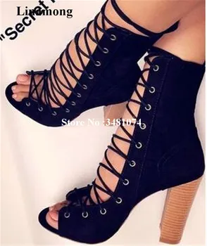 

2017 Summer Hot Selling Peep Toe Ankle Sandals Pointed Cross -tied And Ankle Strap Chunky Heels Women Leisure Sandals