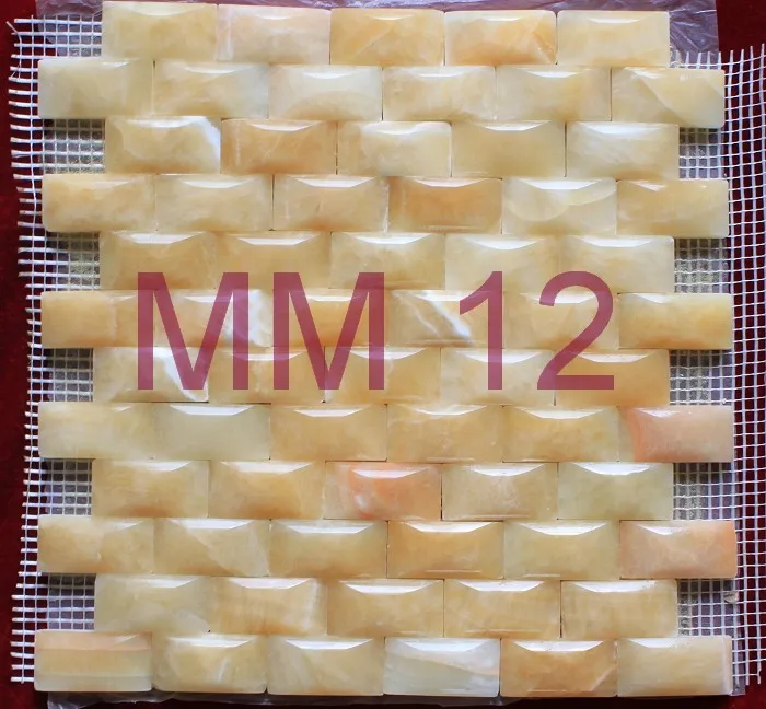 

11 tiles/lot Resin jade mosaic beige jade stone tv background wall mosaic 12 mm