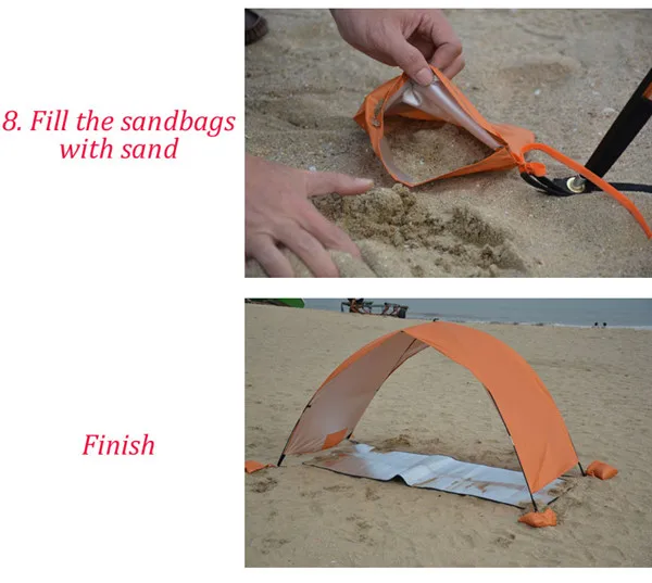 Tenda para Praia Verão ao ar Sombra de Sol Abrigo Livre Lona Strandtent Cabana Acampamento Pesca Toldo Praia Tenda Dossel Sol uv 25 Cheap Barraca de sol