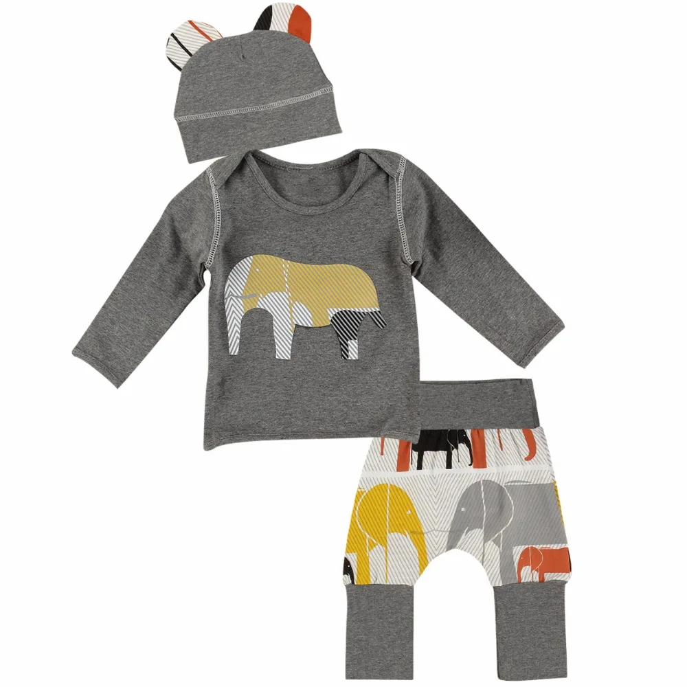 Puseky 3Pcs Elephant Baby Clothing Tiny Cotton Newborn Infant Boys