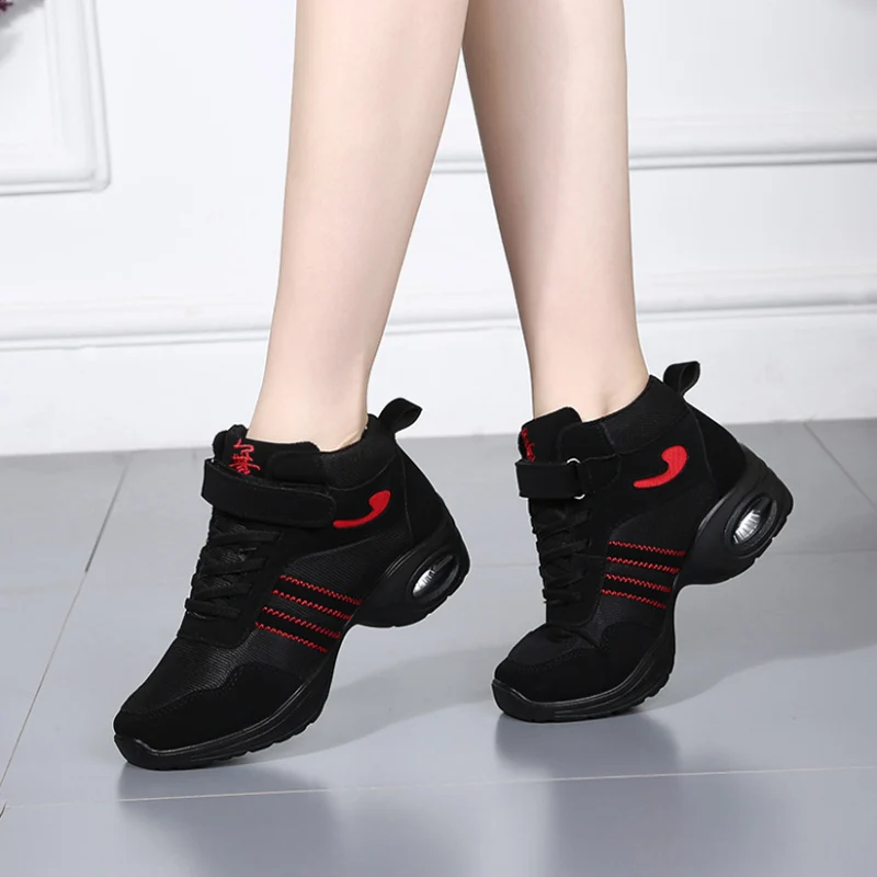 

Dance Shoes Soft bottom Breathable Women Children Jazz Hip Hop Shoes Sneakers For Woman Platform Black Mesh Dancing Ladies Shoes