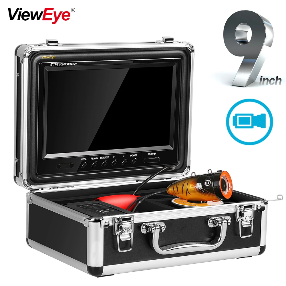 

ViewEye Fish Finder Underwater 1000TVL 9" Color 12 LED Lights Controllable UnderWater Monitor Video Camera For Fishing Fishcam