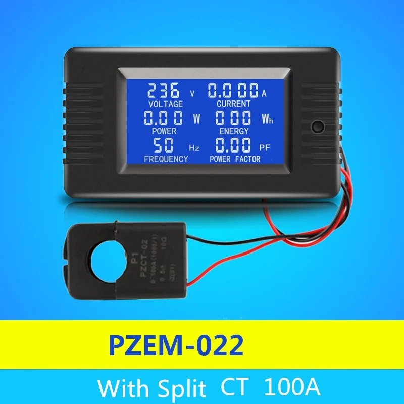 AC 6 In1 220 V 100A однофазный цифровой Панель Ampermeter Вольт Вт кВтч измеритель мощности с Разделение CT