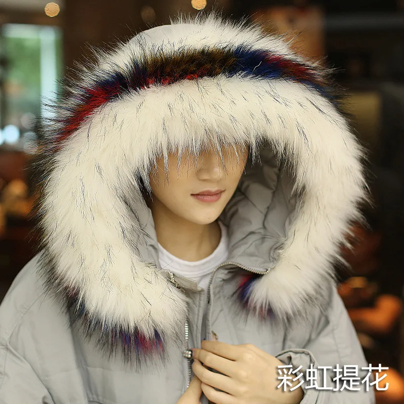 

faux raccoon fur collar scarves fur decorative hat DIY winter Parker coat hood fur decor fluffy multicolors faux fox fur collar