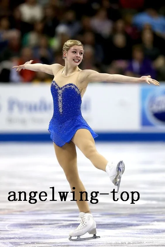 Dark Blue Figure Skating Clothes For Women New Brand Custom Ice Skating