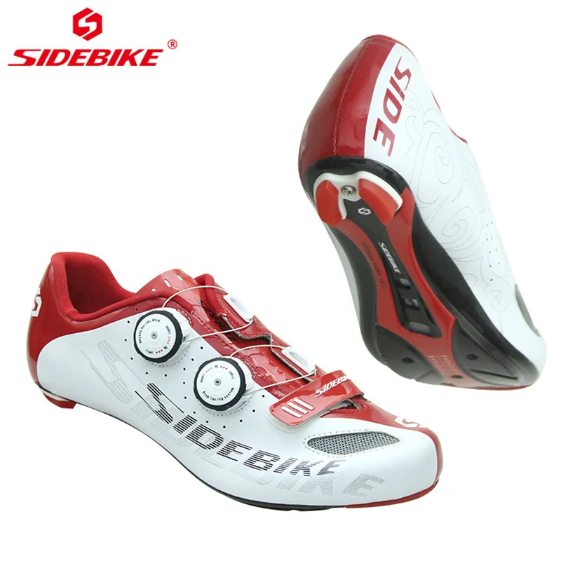SIDEBIKE дорожный велосипедный замок обувь велосипедная обувь ультра легкая углеродная подошва Спортивная уличная велосипедная обувь дышащая Нескользящая - Цвет: Белый