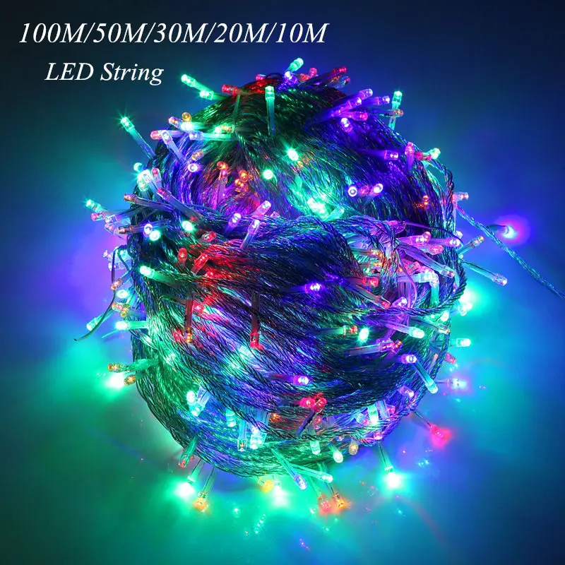 

New 5M 10M 20M 30M 50M 100M New LED Fairy String Light Outdoor Waterproof AC220V String Garland For Xmas Wedding Christmas Party