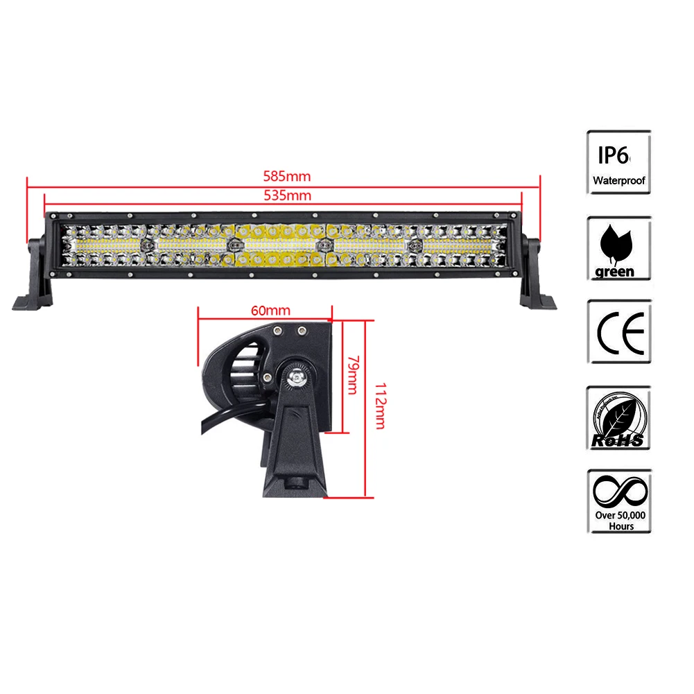 ADZOON 23 дюймов внедорожный светодиодный свет бар 7D 300 Вт комбинированный яркий Фокусируемый луч светодиодный бар 12 в 24 В для Автомобили