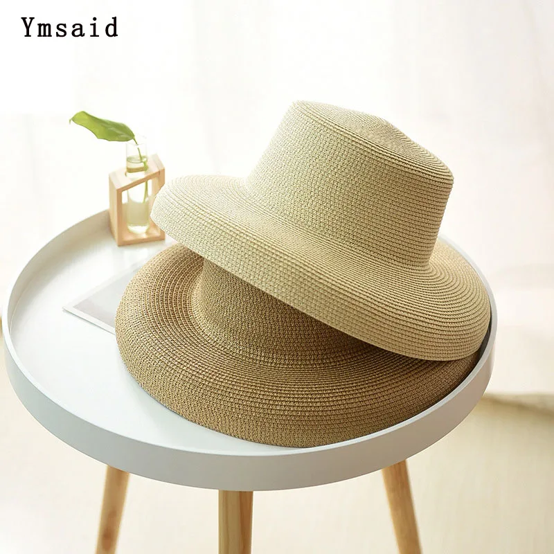 النساء قبعة الشمس واسعة حافة قبعة صيفية من القش 2019New هيبورن الطبيعي الأسود الأزياء طوي الشاطئ الطاقية قبعة كنتاكي ديربي القبعات