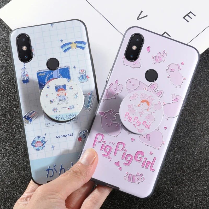 

Cute Pig With Aribag Cases For XiaoMi Mi 5X A1 6X A2 Note 3 Stand Pretty Extend Cover Case For Xiaomi Mi 8 SE Black Shark