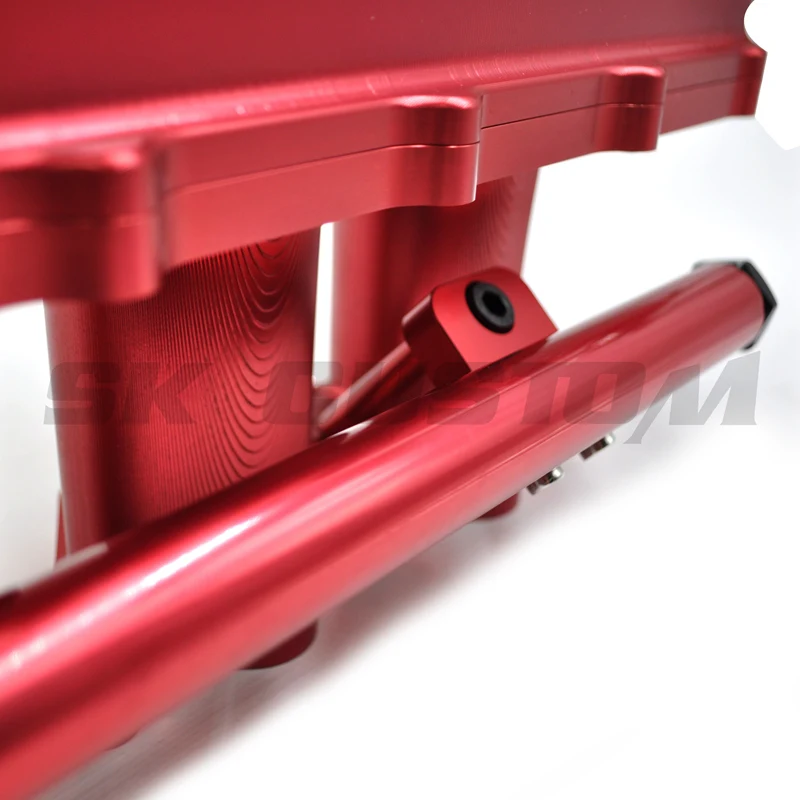 SK пользовательские заготовки EVO впускной коллектор+ Дроссельной заслонки Топливная рампа для EVO7-9 4G63 красный/серебристый
