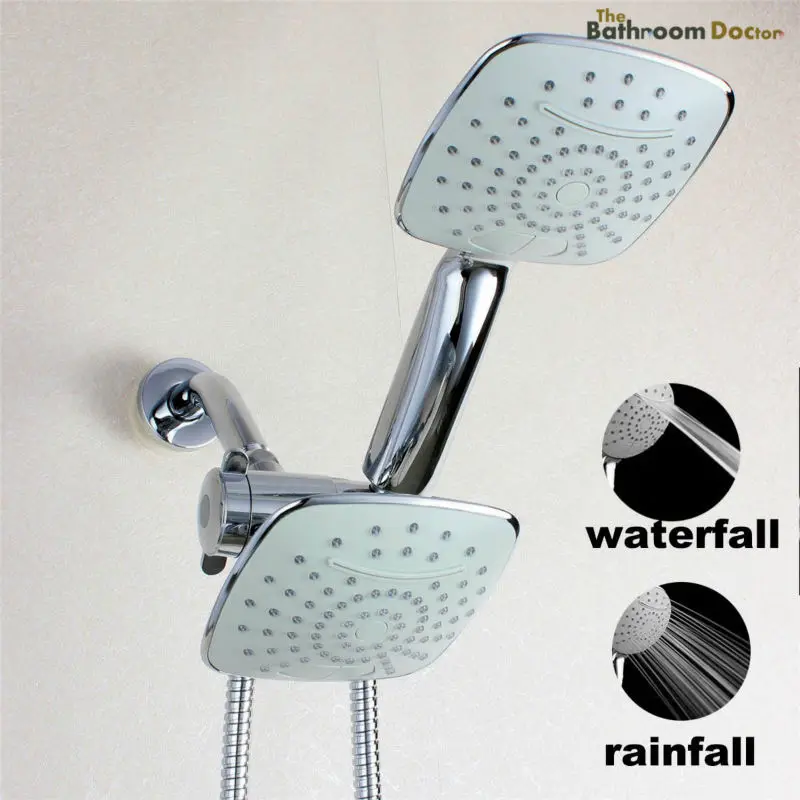 Double Shower Head Set Bathroom Handheld Rainfall Shower Head Set combo