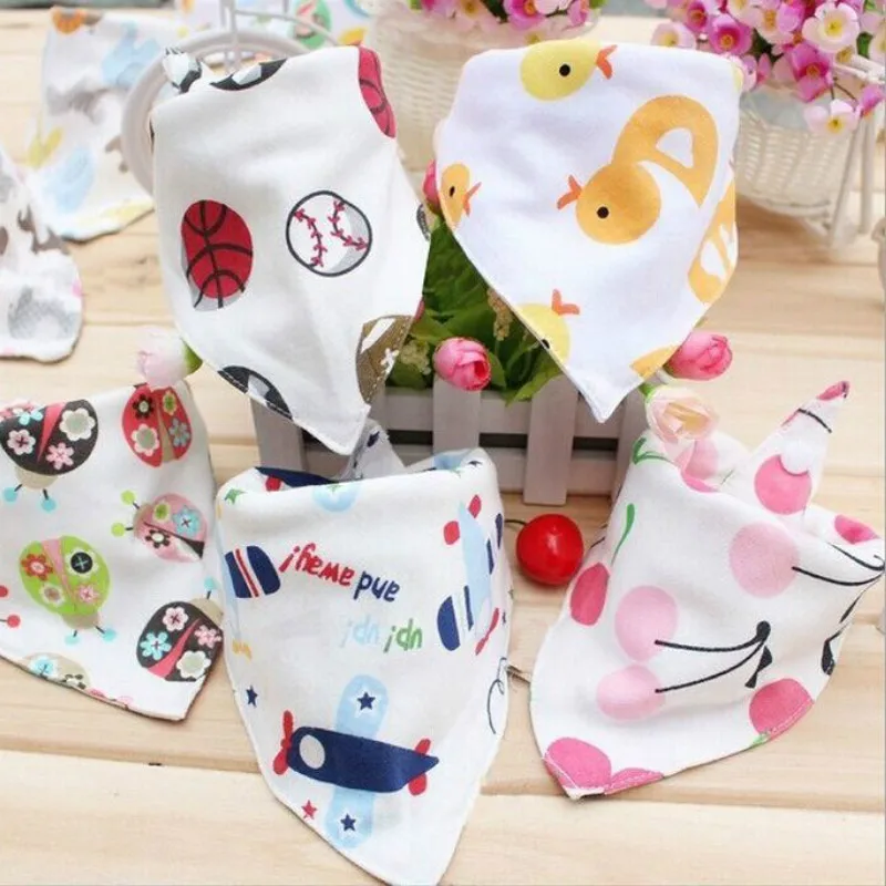 

30pcs/lot Organic Cotton Double Layers Kids Baby Bibs Towel Bandanas Triangle Burp Saliva Infant Toddler Bandana Scarf Htrk0003