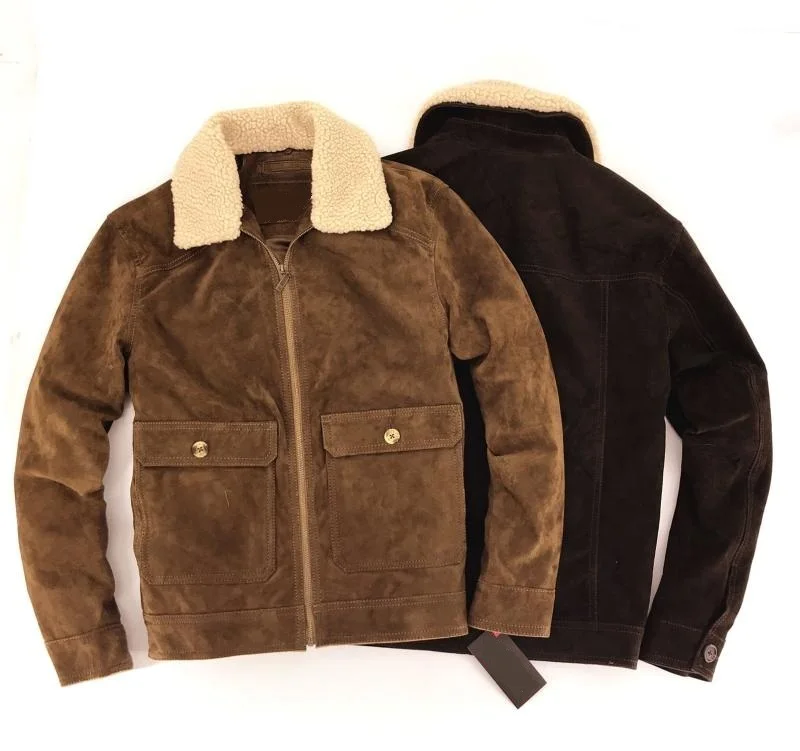 Free shipping.Brand classic Us size pigskin jacket.mens warm genuine ...