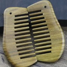 Натуральный зеленый сандалового дерева широкий гребень зуба для Кудрей | дерево широкий-гребень