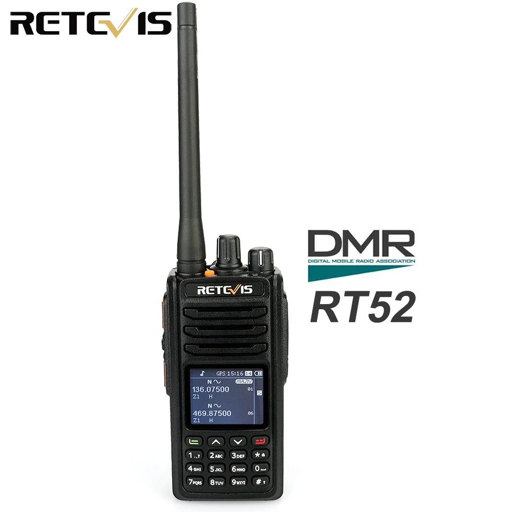 

Retevis RT52 Digital Dual Band GPS DMR Radio Walkie Talkie VHF UHF Dual PTT Up to 4000 Channels Two Way Radio Portable