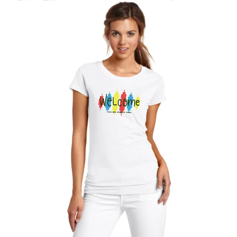

women print slim t shirts summer short sleeve O-neck tee and tops