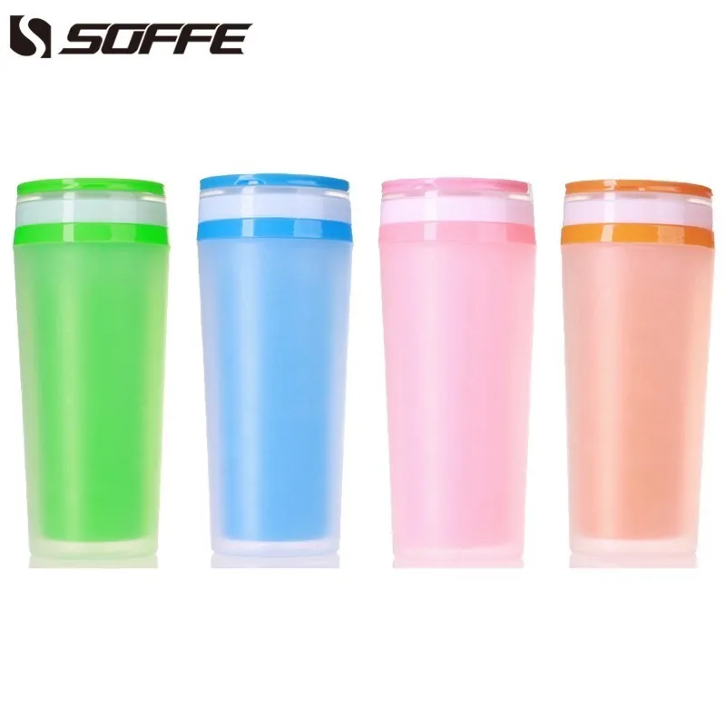 

SOFFE 430ml Simple Vacuum Flask Sports Plastic Water Bottle Bpa Free For Kids Bottles With Lid Handgrip Portable Coffee Tea