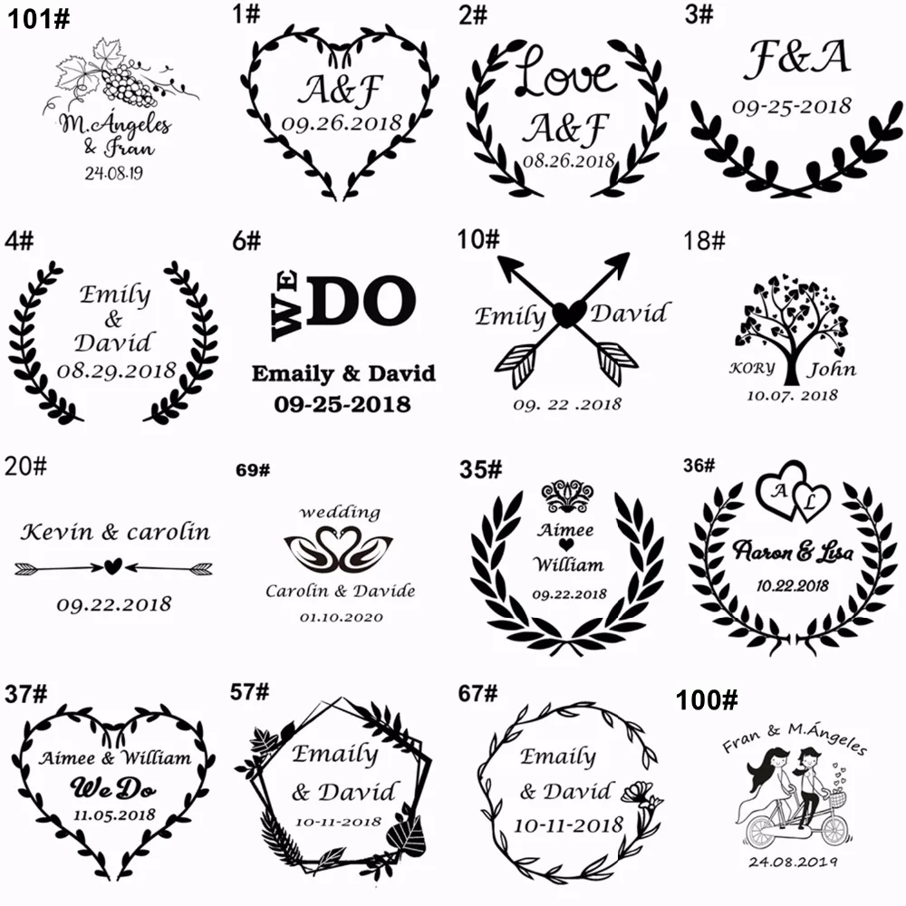  Diamete 4.5cm Personalized name date Custom logo stamp seal with ink DIY Envelope Wedding Invitatio - 32983137568