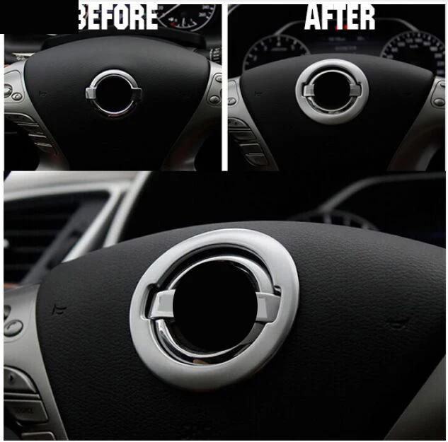 

ACCESSORIES FIT 2014 2015 2016 FOR Nissan QASHQAI J11 STEERING WHEEL CHROME INSERT MIDDLE COVER BADGE TRIM ACCENT SURROUND