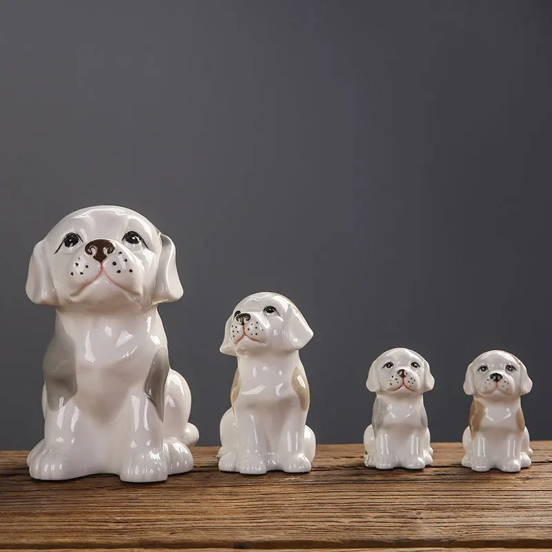 Ceramic Small Dog Ornaments Miniature Decoration Craft Figurines