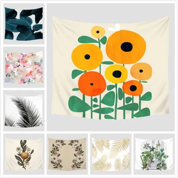 

Leaves Plant Printed PattenTapestry Wall Hanging Decoration Furnishing Travel Picnic Beach Shawl Camping Bohemian Blanket 2019