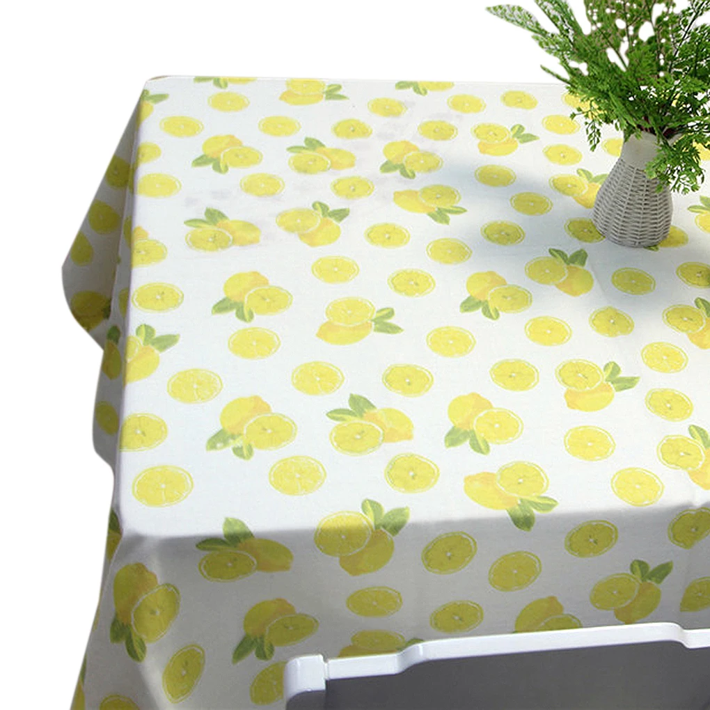 140x180cm Lemon Pattern Tablecloth Cotton Linen Fabrics Rectangle Table