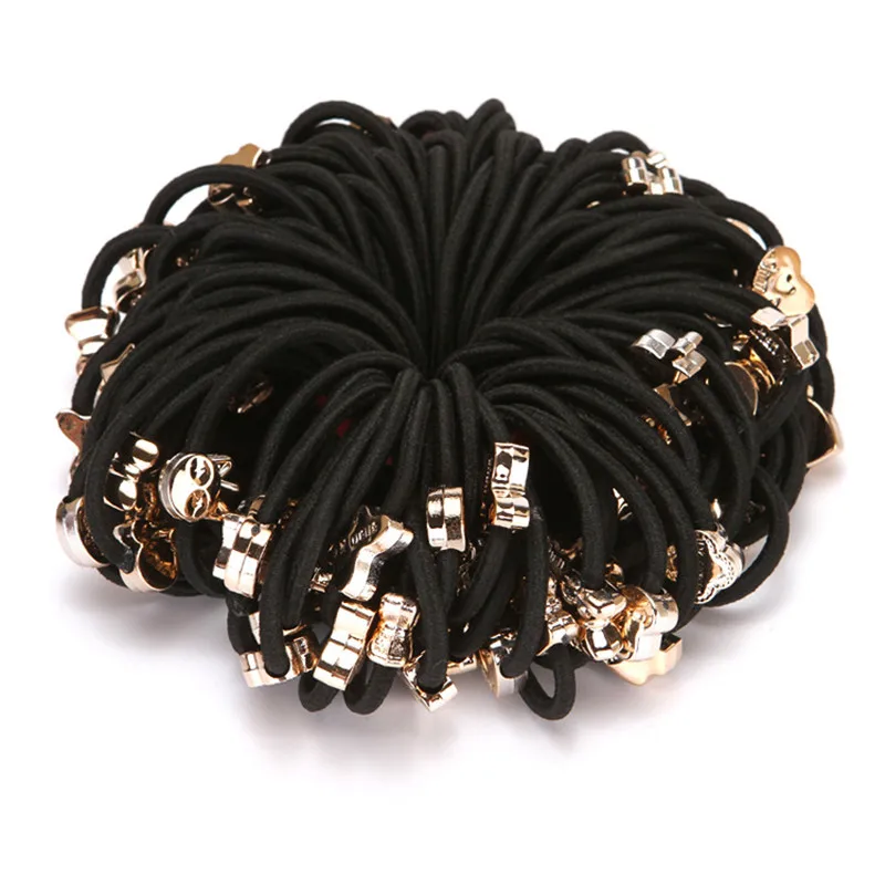 spesifikasi 12 Buah Set Hitam Elastis Ikat Rambut untuk Anak Perempuan Fashion Wanita Ikat Karet untuk Aksesoris Rambut Elastis Rambut Band