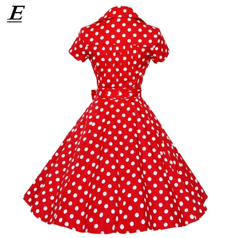 Женское ретро платье размера плюс, 1950 s, 60 s, винтажное, рокабилли, свинг, Feminino Vestidos, летнее, v-образный вырез, короткий рукав, платье в горошек