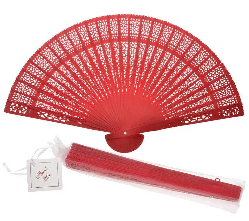 

[ Fly Eagle ] 8" Red Free shipping traditional Chinese style fragrance wood fan sandalwood fan for wedding gift