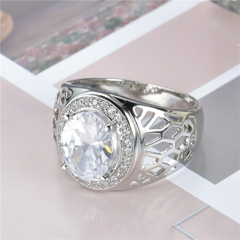 WalerV New Fashion Jewelry for Women Men Custom Rings Personalized White Zircon Mosaic 925 Silver Wedding Prom Fingers Gift 6-10