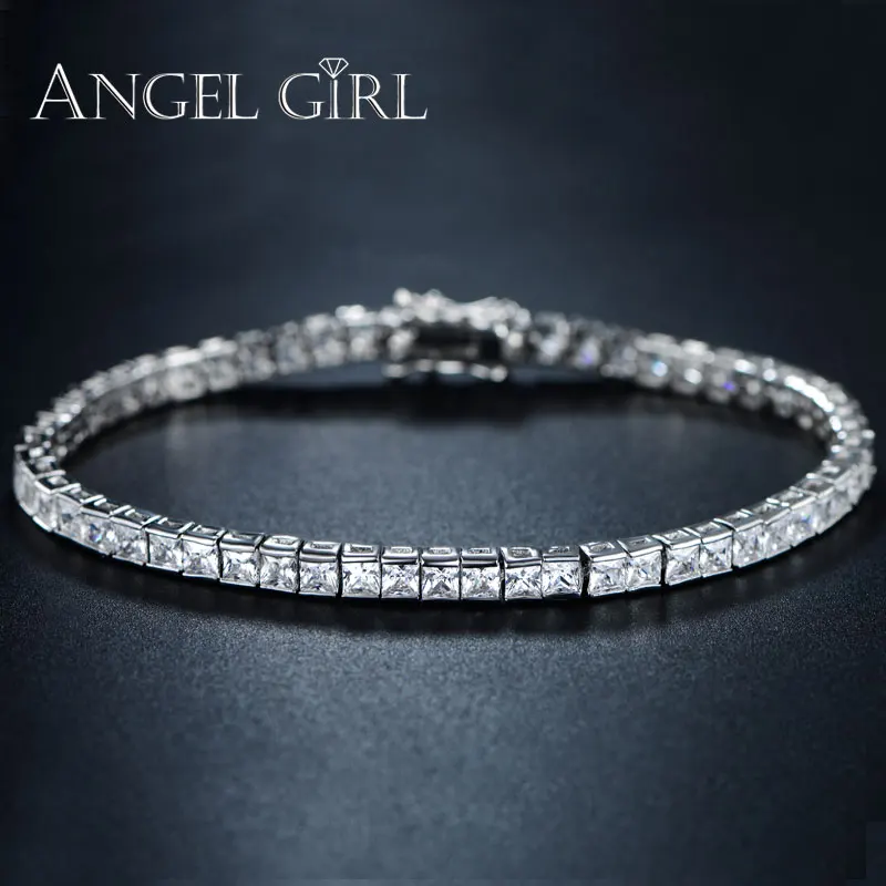 Angelgirl элегантные ювелирные изделия белого золота цвет квадратный 4 мм CZ теннис